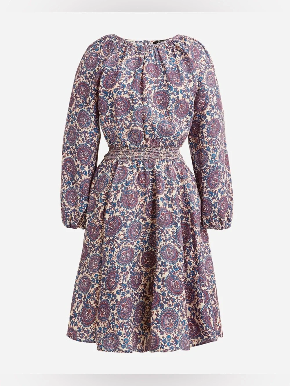 J.Crew Palermo Smocked Waist Mini Dress Floral Bouquet 100% Linen Size Small